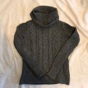 Gray Cable-knit Turtleneck